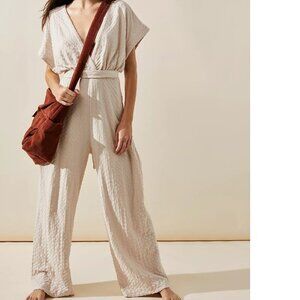 NWOT Free People Beach Isola V-Neck One-Piece Off White Salt Large Romper